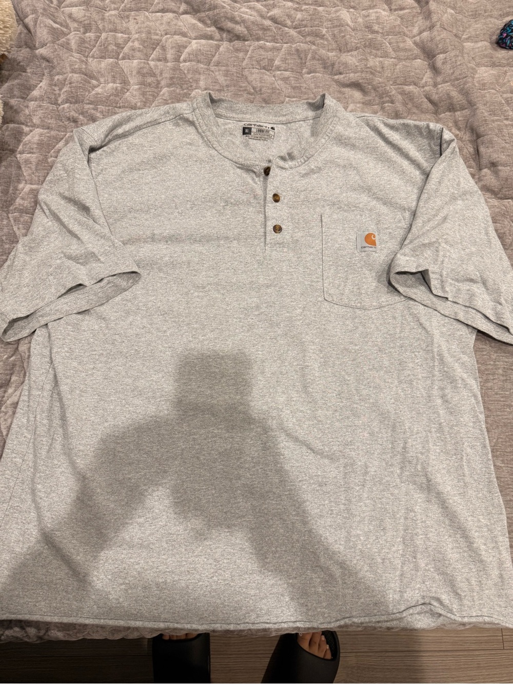 Carhartt Light Gray Short-Sleeve Henley with Pocket